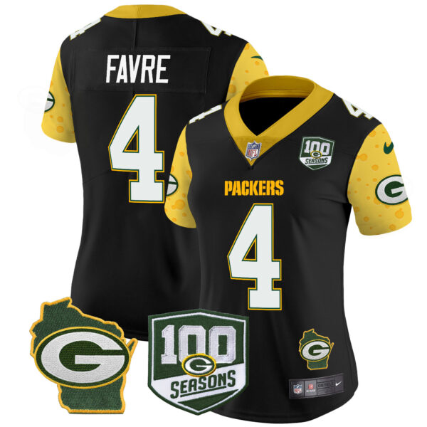 Women's Packers 100th Season & Home Patch Cheese Vapor Limited Jersey – All Stitched - Image 20