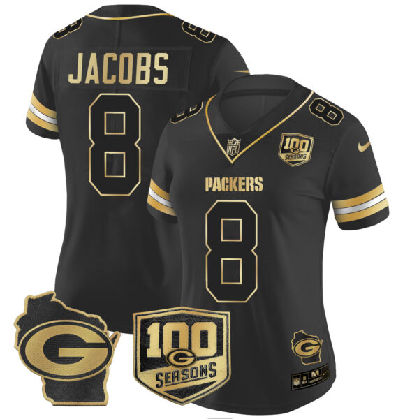 Women's Packers 100th Season & Home Patch Gold Vapor Limited Jersey – All Stitched - Image 16