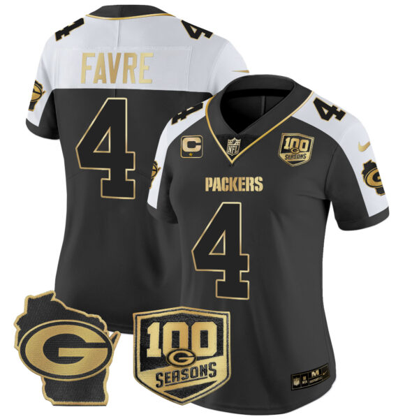 Women's Packers 100th Season & Home Patch Gold Vapor Limited Jersey – All Stitched - Image 6