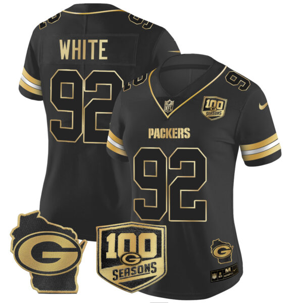 Women's Packers 100th Season & Home Patch Gold Vapor Limited Jersey – All Stitched - Image 21