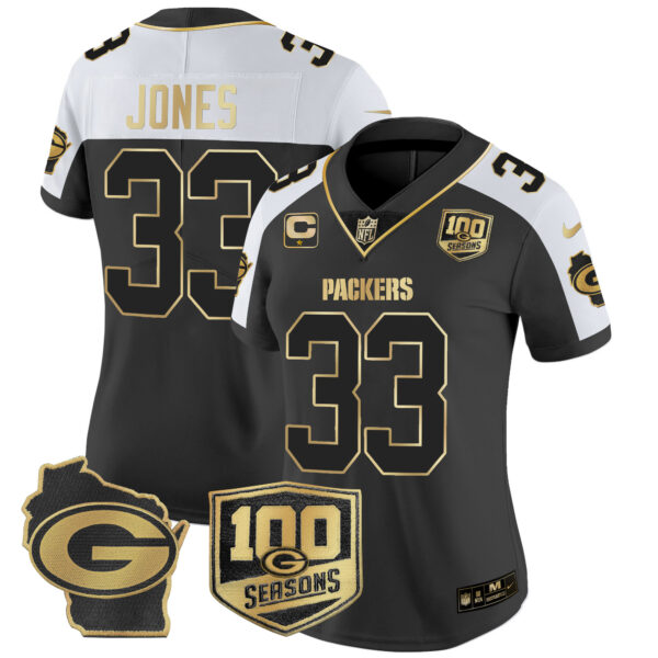Women's Packers 100th Season & Home Patch Gold Vapor Limited Jersey – All Stitched - Image 4