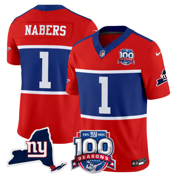 Men's New York Giants 'Century Red' 100th Commemorative Vapor Jersey V2 - All Stitched - Image 22