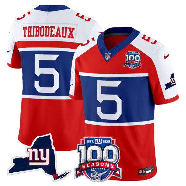 Men's New York Giants 'Century Red' 100th Commemorative Vapor Jersey V2 - All Stitched - Image 7