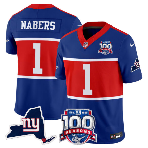 Men's New York Giants 'Century Red' 100th Commemorative Vapor Jersey V2 - All Stitched - Image 31