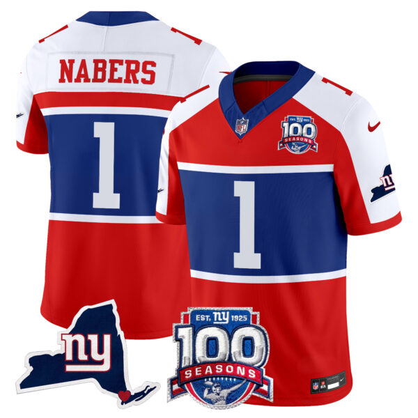 Men's New York Giants 'Century Red' 100th Commemorative Vapor Jersey V2 - All Stitched - Image 4