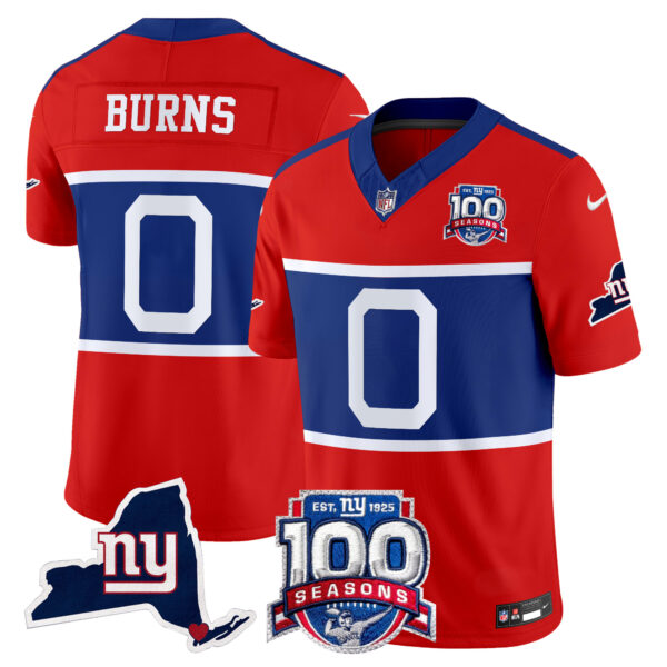 Men's New York Giants 'Century Red' 100th Commemorative Vapor Jersey V2 - All Stitched - Image 23