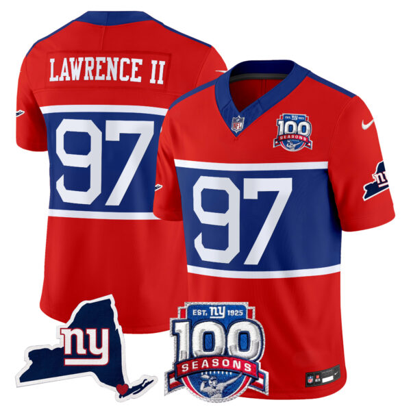 Men's New York Giants 'Century Red' 100th Commemorative Vapor Jersey V2 - All Stitched - Image 26