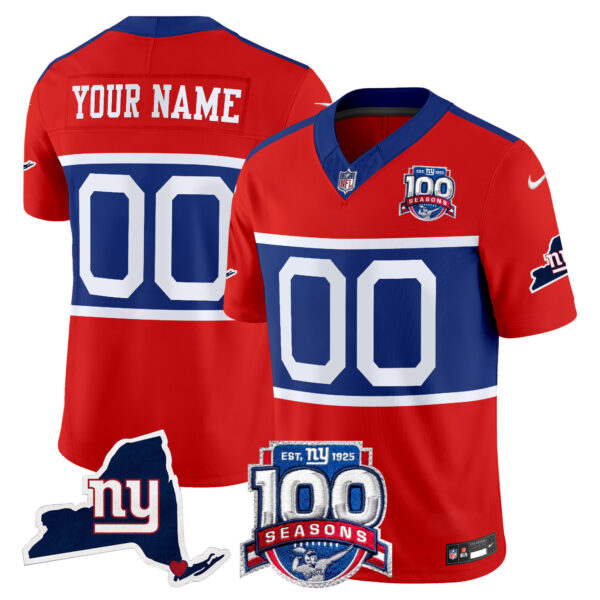 New York Giants 'Century Red' 100th Commemorative Vapor Custom Jersey V2 - All Stitched - Image 3