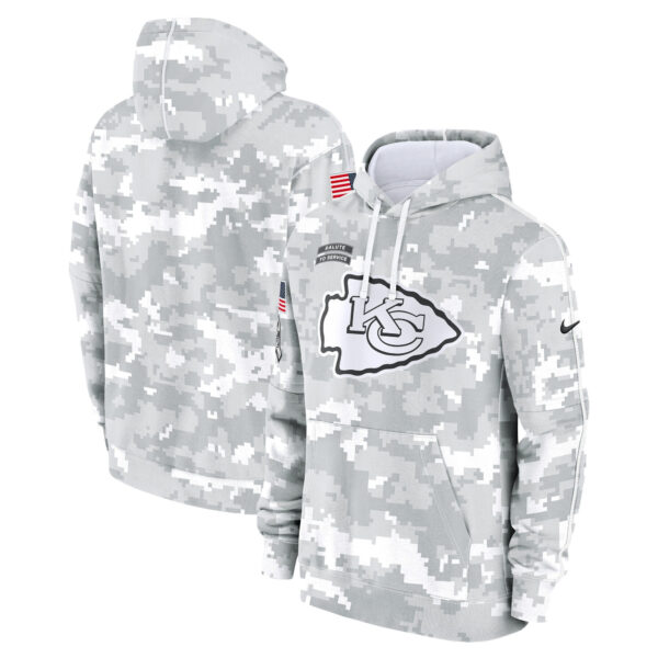 Kansas City Chiefs 2024 Salute to Service Pullover Hoodie - Arctic Camo - All Stitched