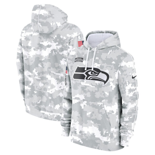 Seattle Seahawks 2024 Salute to Service Pullover Hoodie - Arctic Camo - All Stitched