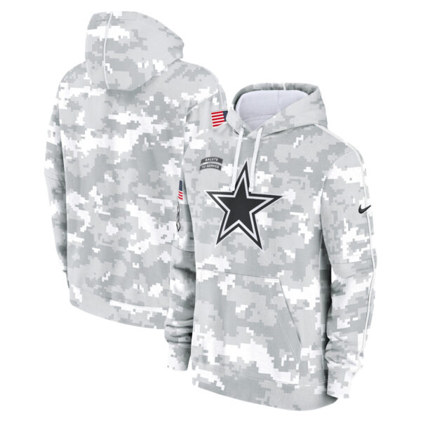 Dallas Cowboys 2024 Salute to Service Pullover Hoodie - Arctic Camo - All Stitched