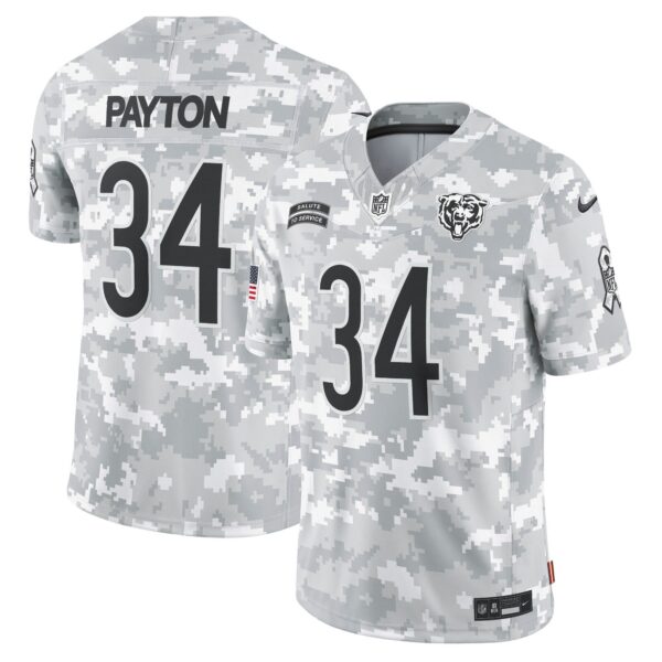 Walter Payton Chicago Bears 2024 Salute to Service Vapor Limited Jersey - Arctic Camo - All Stitched