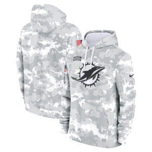Miami Dolphins 2024 Salute to Service Pullover Hoodie - Arctic Camo - All Stitched