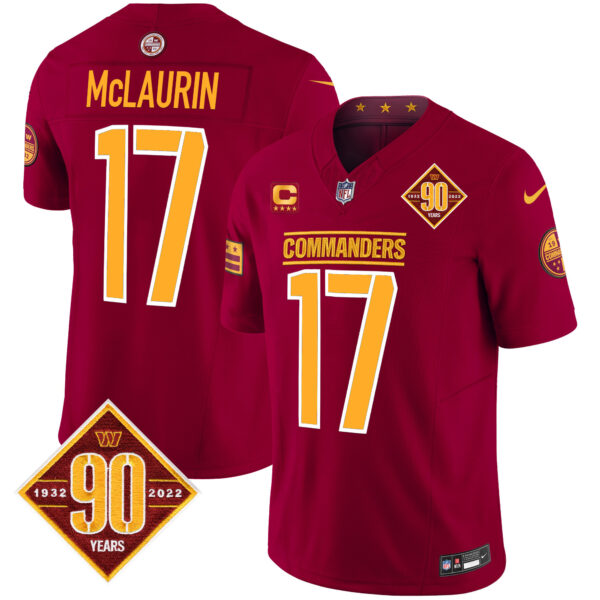 Men's Washington Commanders 90th Anniversary Patch Vapor Limited Jersey - All Stitched - Image 5