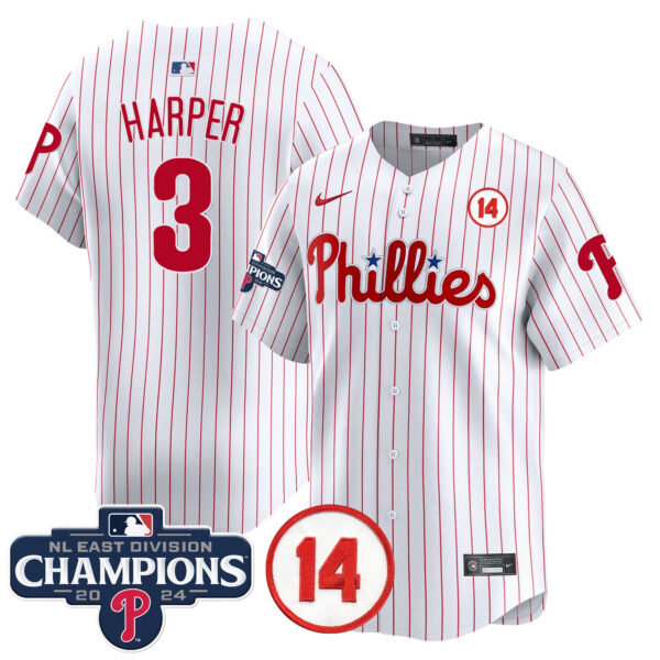 Men's Phillies 2024 NL East Division Champions & Pete Rose Patch Vapor Premier Limited Jersey - All Stitched - Image 31