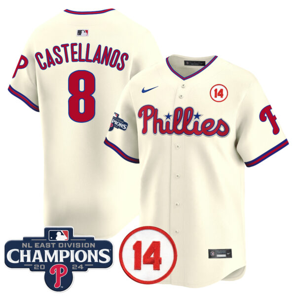 Men's Phillies 2024 NL East Division Champions & Pete Rose Patch Vapor Premier Limited Jersey - All Stitched - Image 46