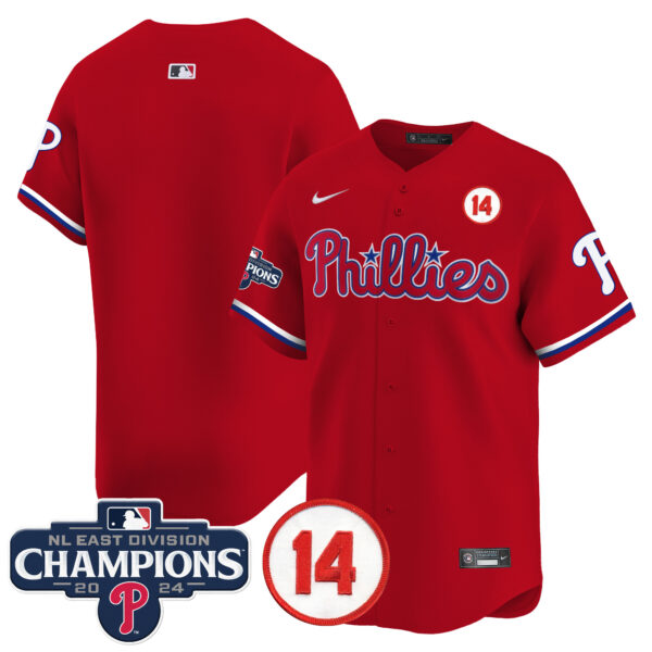 Men's Phillies 2024 NL East Division Champions & Pete Rose Patch Vapor Premier Limited Jersey - All Stitched - Image 30