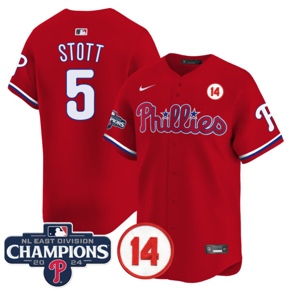 Men's Phillies 2024 NL East Division Champions & Pete Rose Patch Vapor Premier Limited Jersey - All Stitched - Image 27