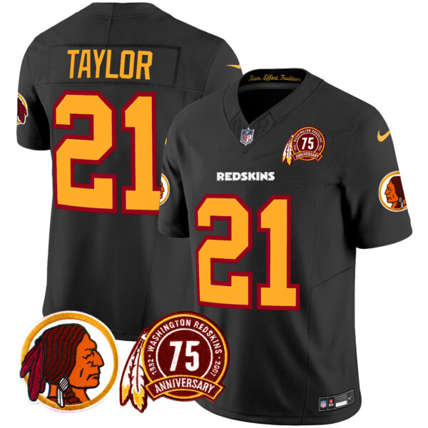 Men's Washington Redskins 75th Patch Throwback Vapor Limited Jersey - All Stitched - Image 16