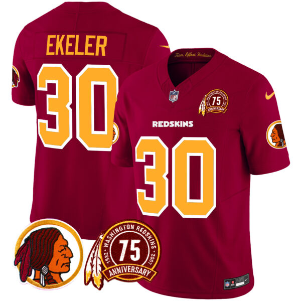 Men's Washington Redskins 75th Patch Throwback Vapor Limited Jersey - All Stitched - Image 4