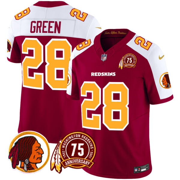 Men's Washington Redskins 75th Patch Throwback Vapor Limited Jersey - All Stitched - Image 35