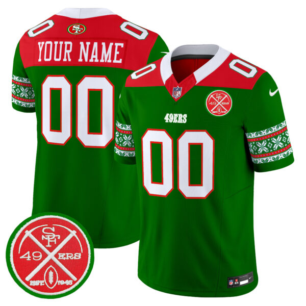 49ers 2024 Christmas Vapor Limited Custom Jersey - All Stitched - Image 2