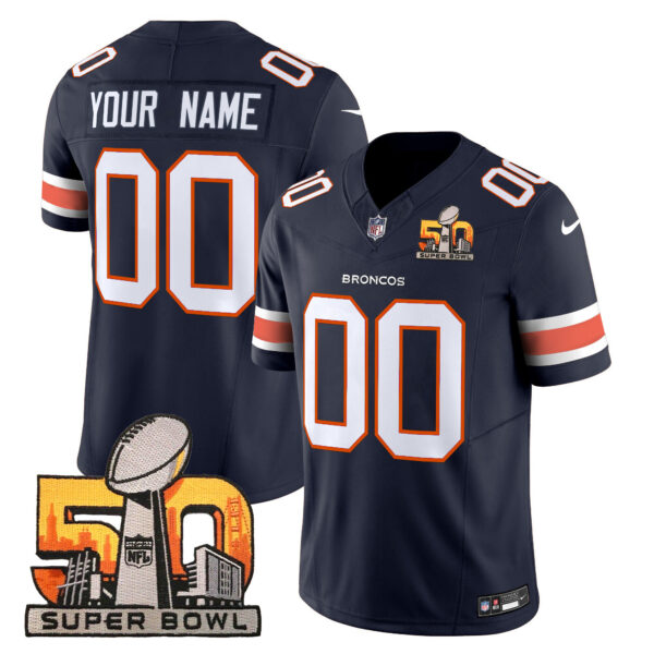 Denver Broncos Super Bowl 50 Patch Vapor Limited Custom Jersey - All Stitched - Image 4