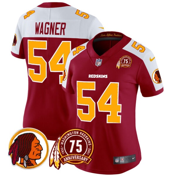 Women's Washington Redskins 75th Patch Throwback Vapor Limited Jersey - All Stitched - Image 4
