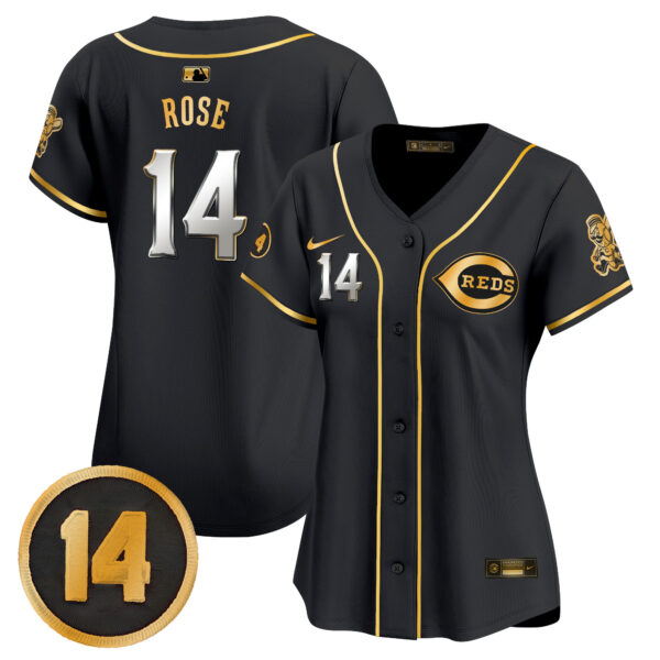 Women's Cincinnati Reds Pete Rose Patch Vapor Premier Limited Jersey - All Stitched - Image 25