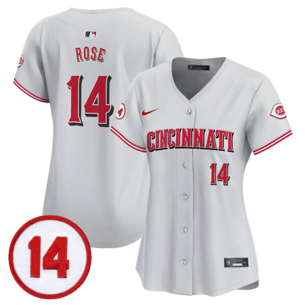 Women's Cincinnati Reds Pete Rose Patch Vapor Premier Limited Jersey - All Stitched - Image 17