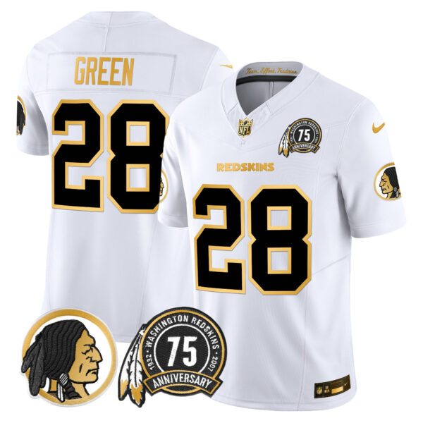 Men's Washington Redskins 75th Patch Throwback Gold Vapor Limited Jersey - All Stitched - Image 26