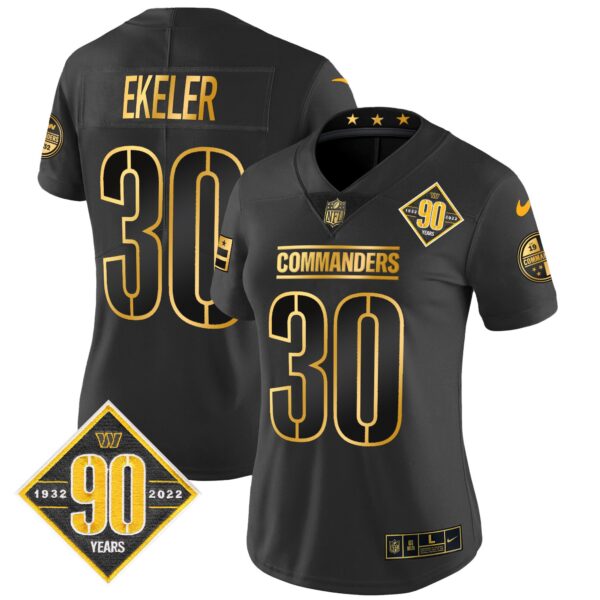 Women's Washington Commanders 90th Anniversary Patch Gold Vapor Limited Jersey - All Stitched - Image 11