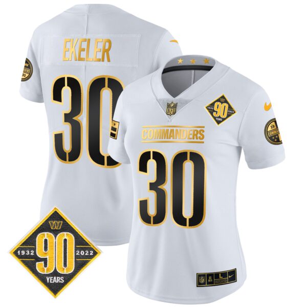 Women's Washington Commanders 90th Anniversary Patch Gold Vapor Limited Jersey - All Stitched - Image 19