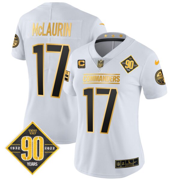 Women's Washington Commanders 90th Anniversary Patch Gold Vapor Limited Jersey - All Stitched - Image 21