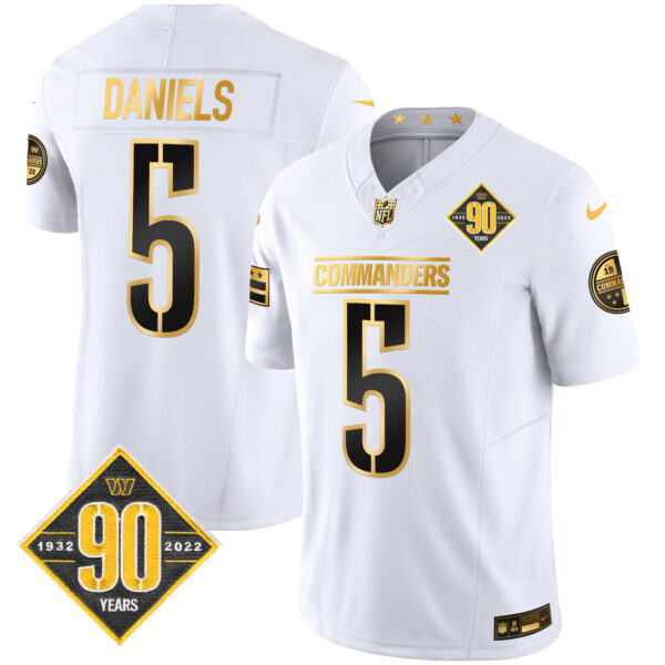 Men's Washington Commanders 90th Anniversary Patch Gold Vapor Limited Jersey - All Stitched - Image 17