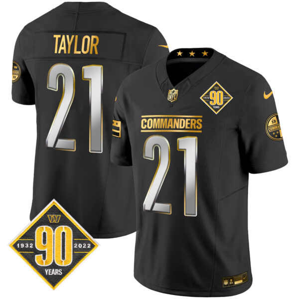 Men's Washington Commanders 90th Anniversary Patch Gold Vapor Limited Jersey - All Stitched - Image 6