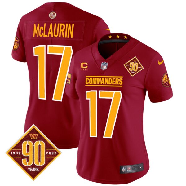 Women's Washington Commanders 90th Anniversary Patch Vapor Limited Jersey - All Stitched - Image 29