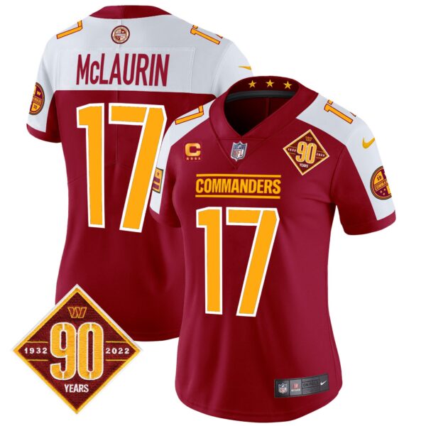 Women's Washington Commanders 90th Anniversary Patch Vapor Limited Jersey - All Stitched - Image 5