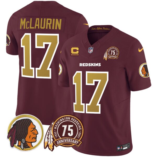 Men's Washington Redskins 75th Patch Throwback Vapor Limited Jersey V2 - All Stitched - Image 29