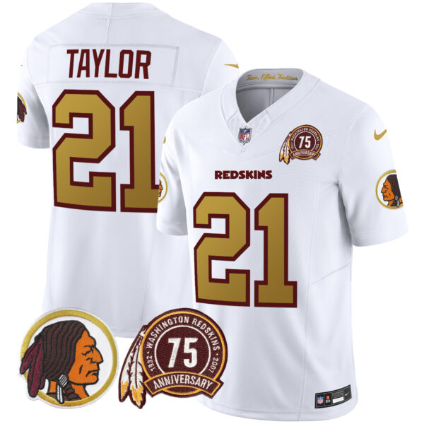 Men's Washington Redskins 75th Patch Throwback Vapor Limited Jersey V2 - All Stitched - Image 38