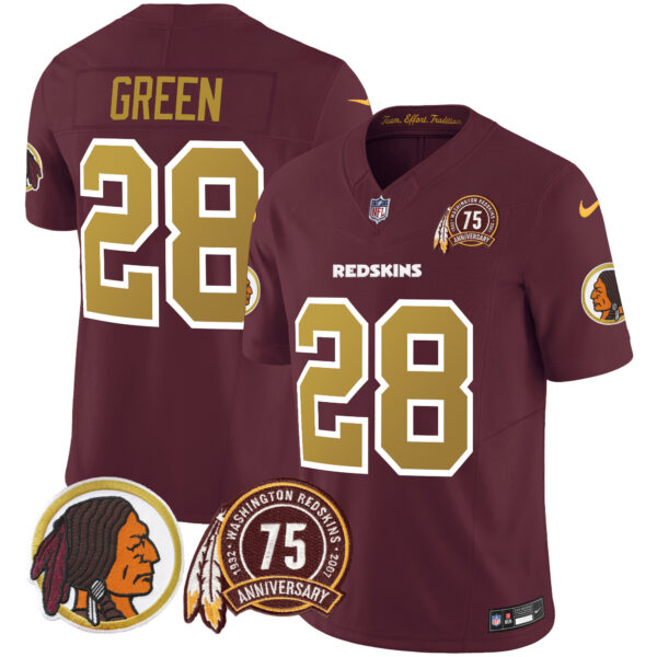 Men's Washington Redskins 75th Patch Throwback Vapor Limited Jersey V2 - All Stitched - Image 31