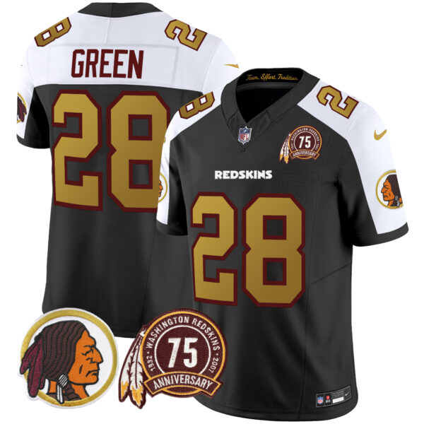 Men's Washington Redskins 75th Patch Throwback Vapor Limited Jersey V2 - All Stitched - Image 15
