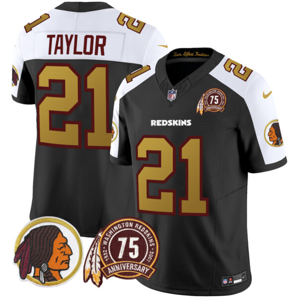 Men's Washington Redskins 75th Patch Throwback Vapor Limited Jersey V2 - All Stitched - Image 14