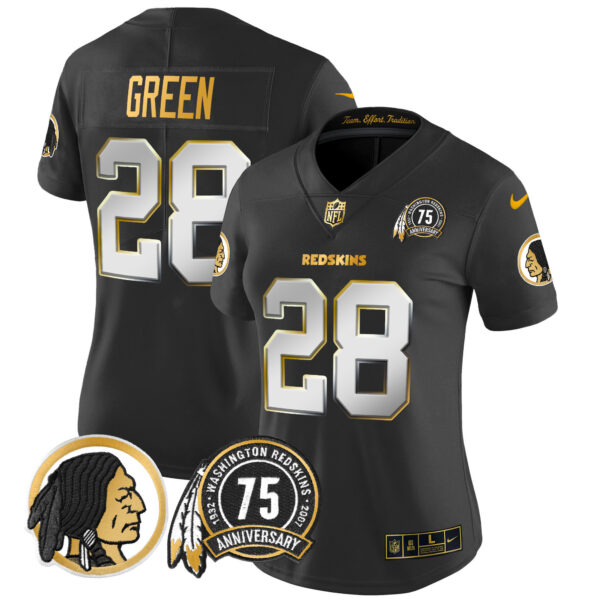 Women's Washington Redskins 75th Patch Throwback Gold Vapor Limited Jersey - All Stitched - Image 7