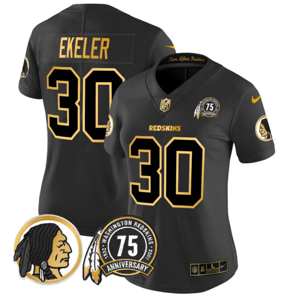 Women's Washington Redskins 75th Patch Throwback Gold Vapor Limited Jersey - All Stitched - Image 11
