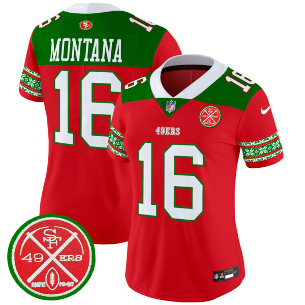 Women's 49ers 2024 Christmas Vapor Limited Jersey - All Stitched - Image 8