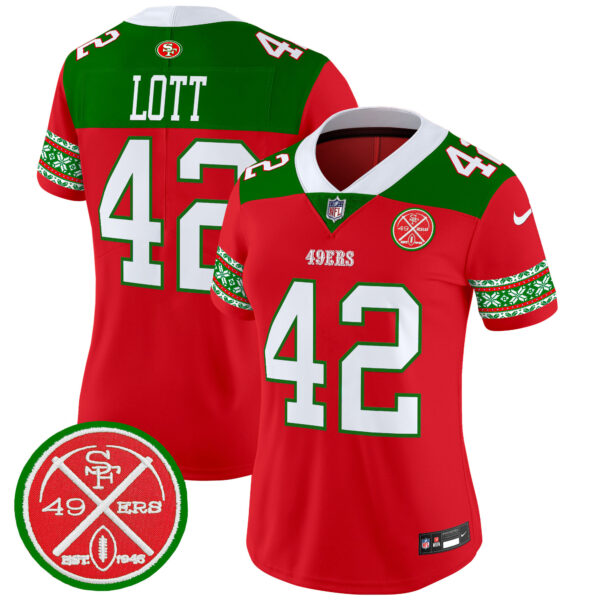 Women's 49ers 2024 Christmas Vapor Limited Jersey - All Stitched - Image 9