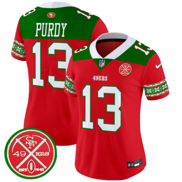 Women's 49ers 2024 Christmas Vapor Limited Jersey - All Stitched - Image 3
