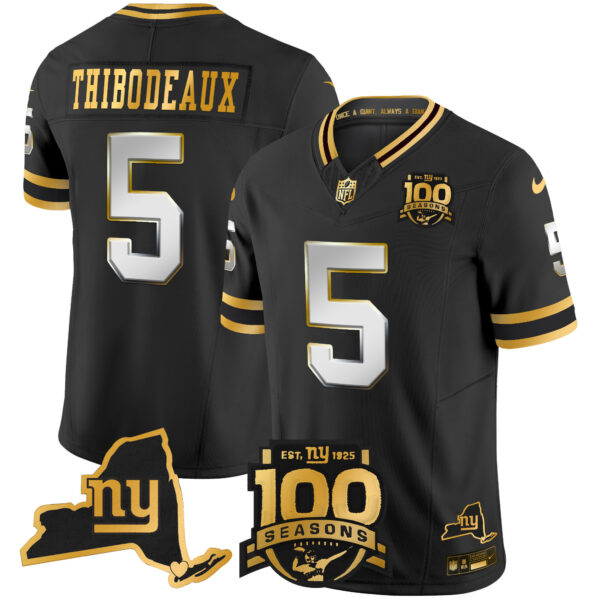 Men's New York Giants 100th Season & State Patch Gold Vapor Limited Jersey - All Stitched - Image 30