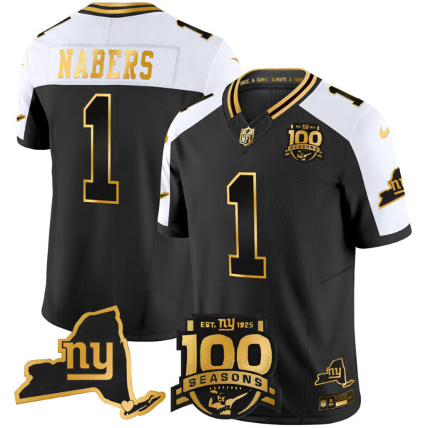 Men's New York Giants 100th Season & State Patch Gold Vapor Limited Jersey - All Stitched - Image 3